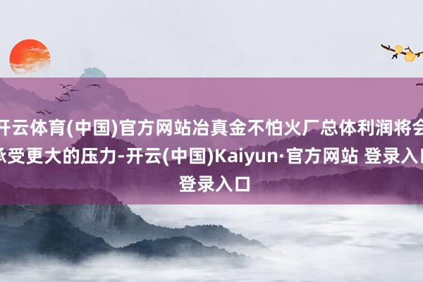 开云体育(中国)官方网站冶真金不怕火厂总体利润将会承受更大的压力-开云(中国)Kaiyun·官方网站 登录入口